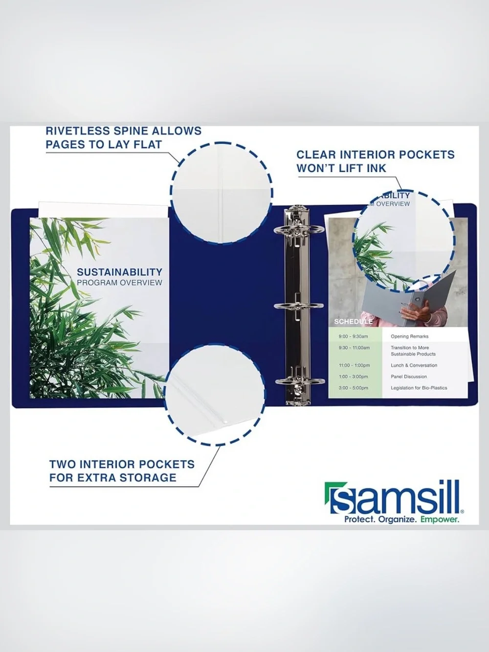 New Open Box Samsill Durable 6 Inch Binder, Locking D Ring Binder, Customizable